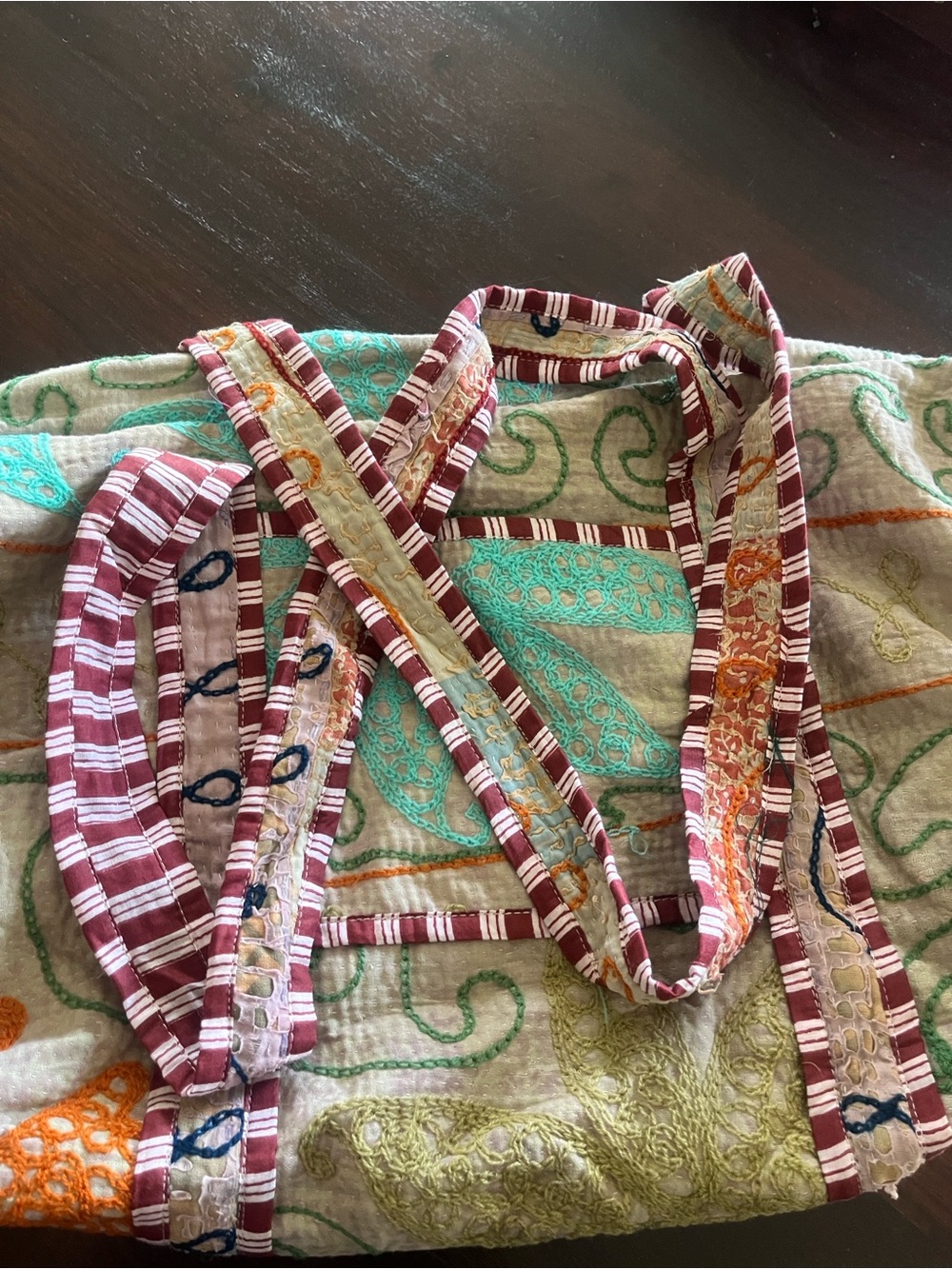 SIOAK One-of-a-Kind Embroidered Quilted Boho Oversized Shoulder Bag - Picture 6 of 11
